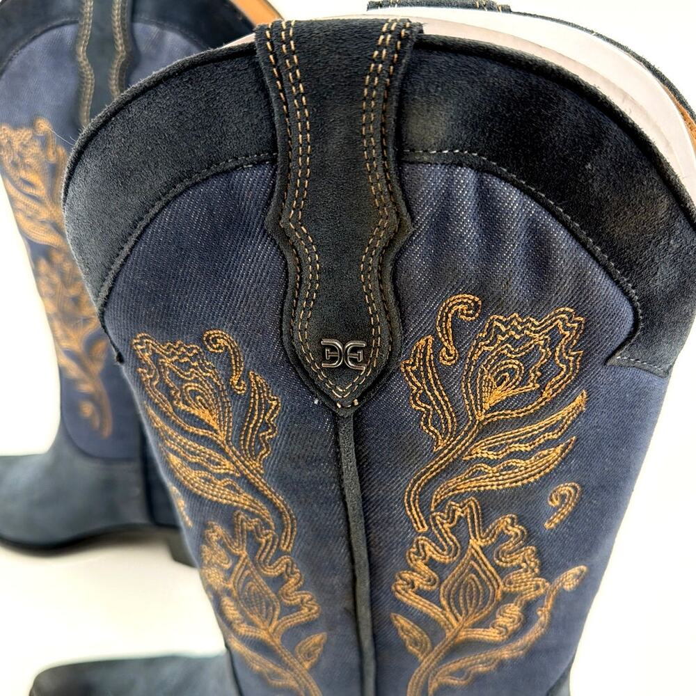 Sam Edelman Atlantic Suede Leather Rue Western Boots Size 9M - Picture 4 of 14